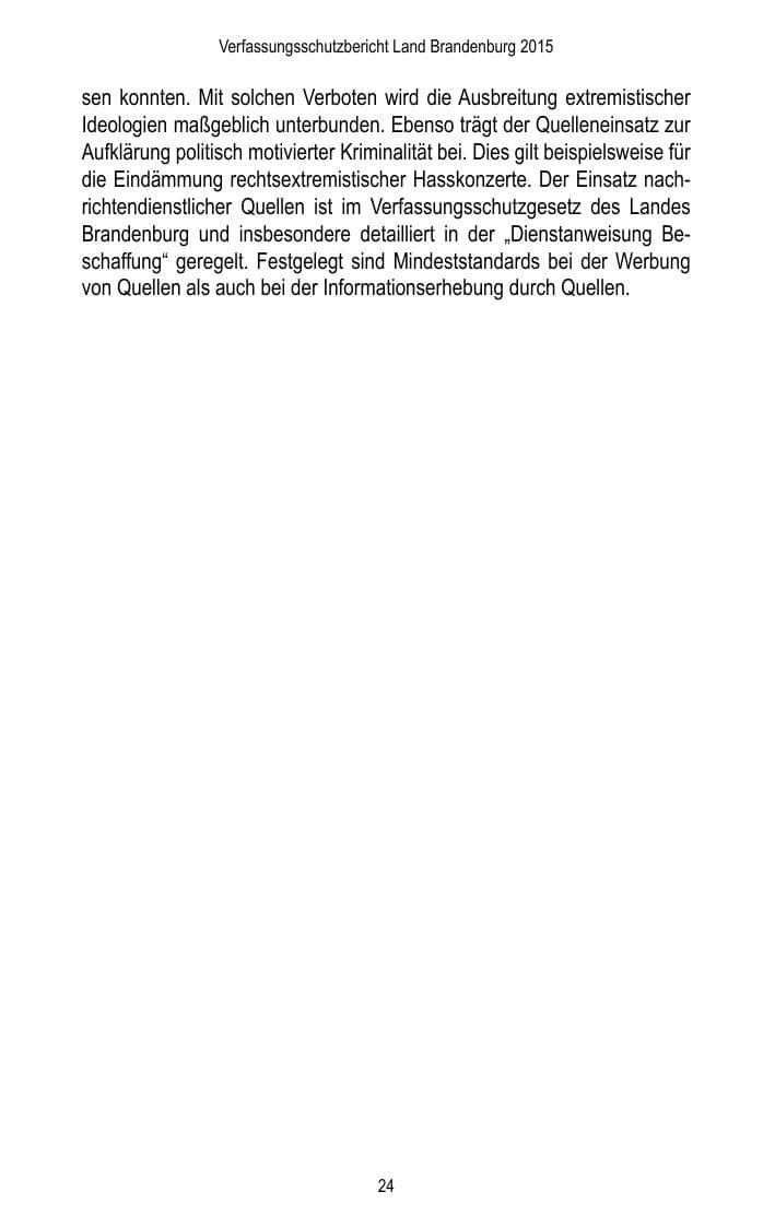 Seite 26 des Verfassungsschutzbericht 2015 Brandenburg