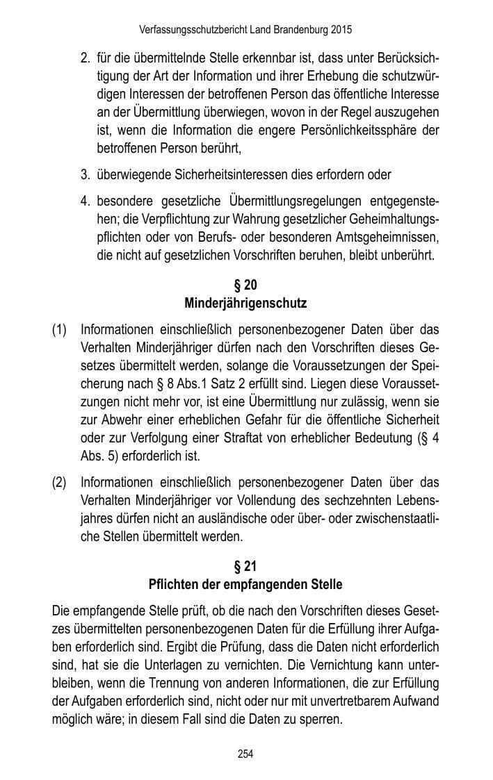 Seite 256 des Verfassungsschutzbericht 2015 Brandenburg