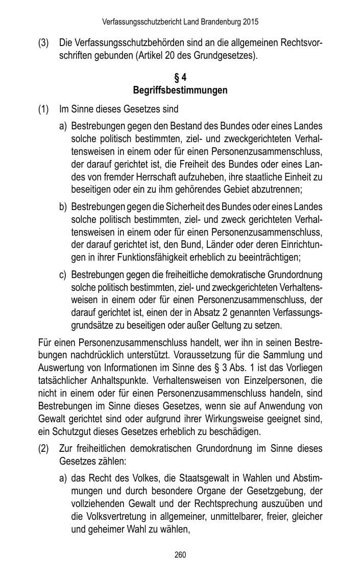 Seite 262 des Verfassungsschutzbericht 2015 Brandenburg