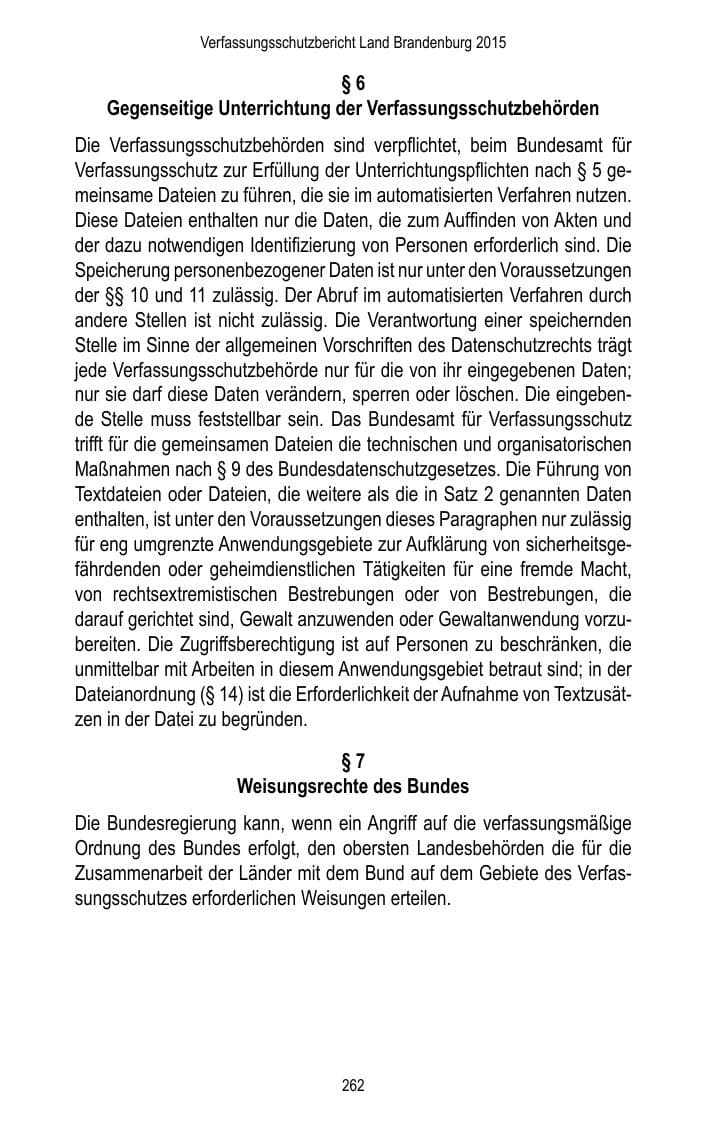 Seite 264 des Verfassungsschutzbericht 2015 Brandenburg