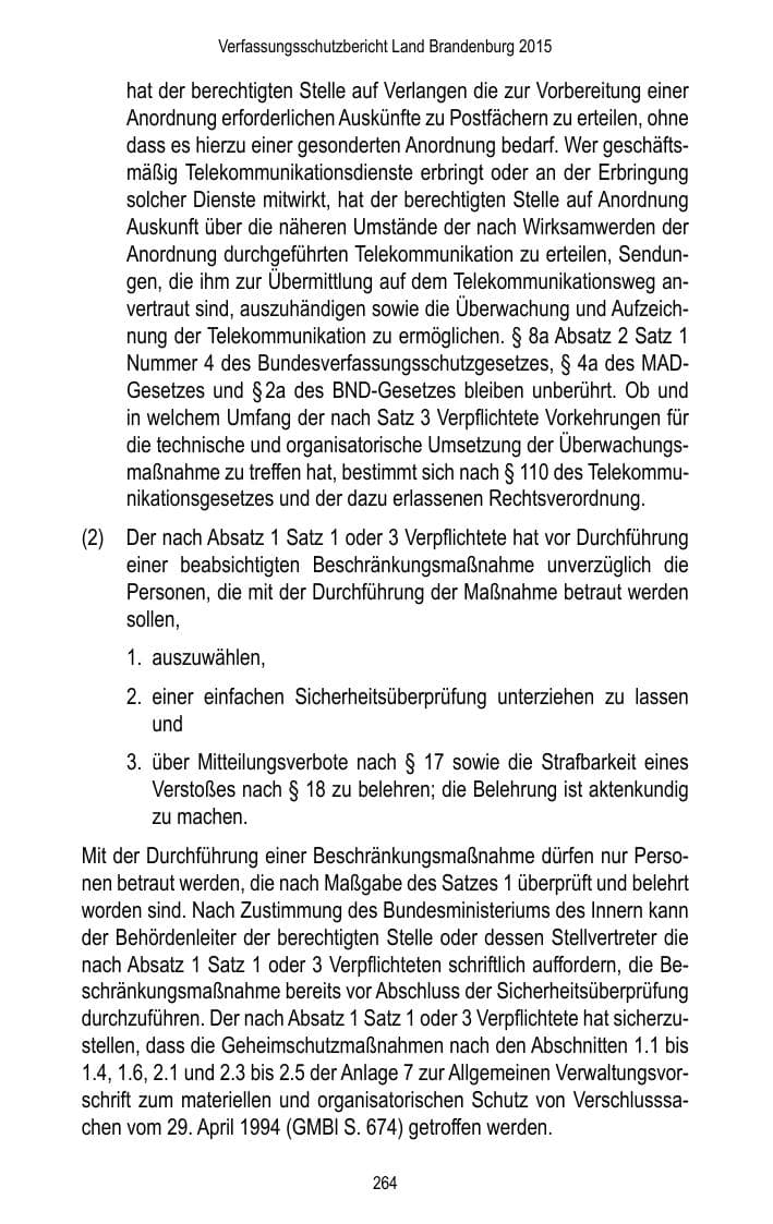 Seite 266 des Verfassungsschutzbericht 2015 Brandenburg