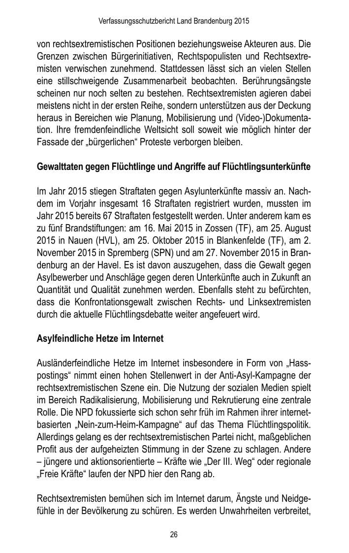 Seite 28 des Verfassungsschutzbericht 2015 Brandenburg