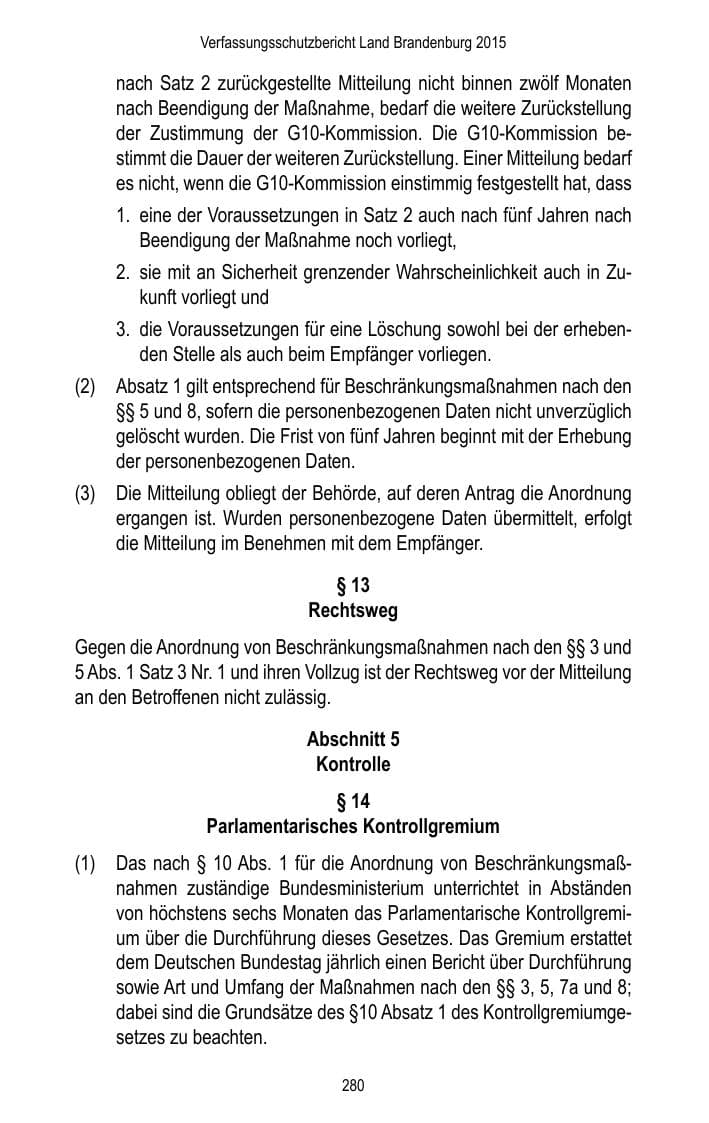 Seite 282 des Verfassungsschutzbericht 2015 Brandenburg