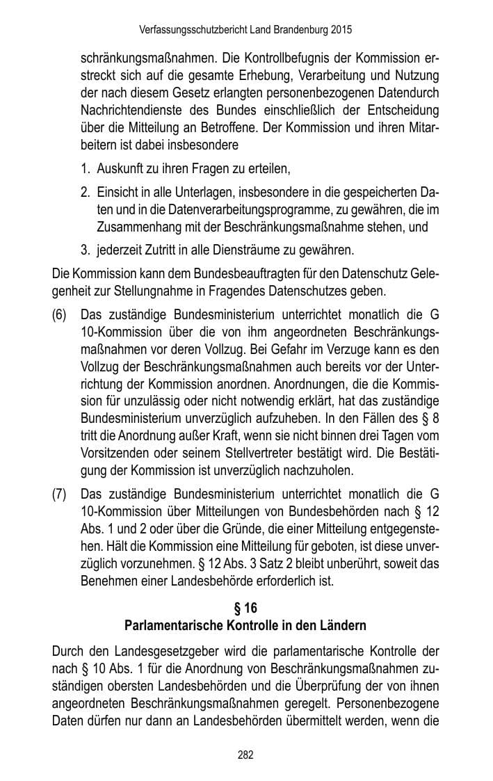 Seite 284 des Verfassungsschutzbericht 2015 Brandenburg
