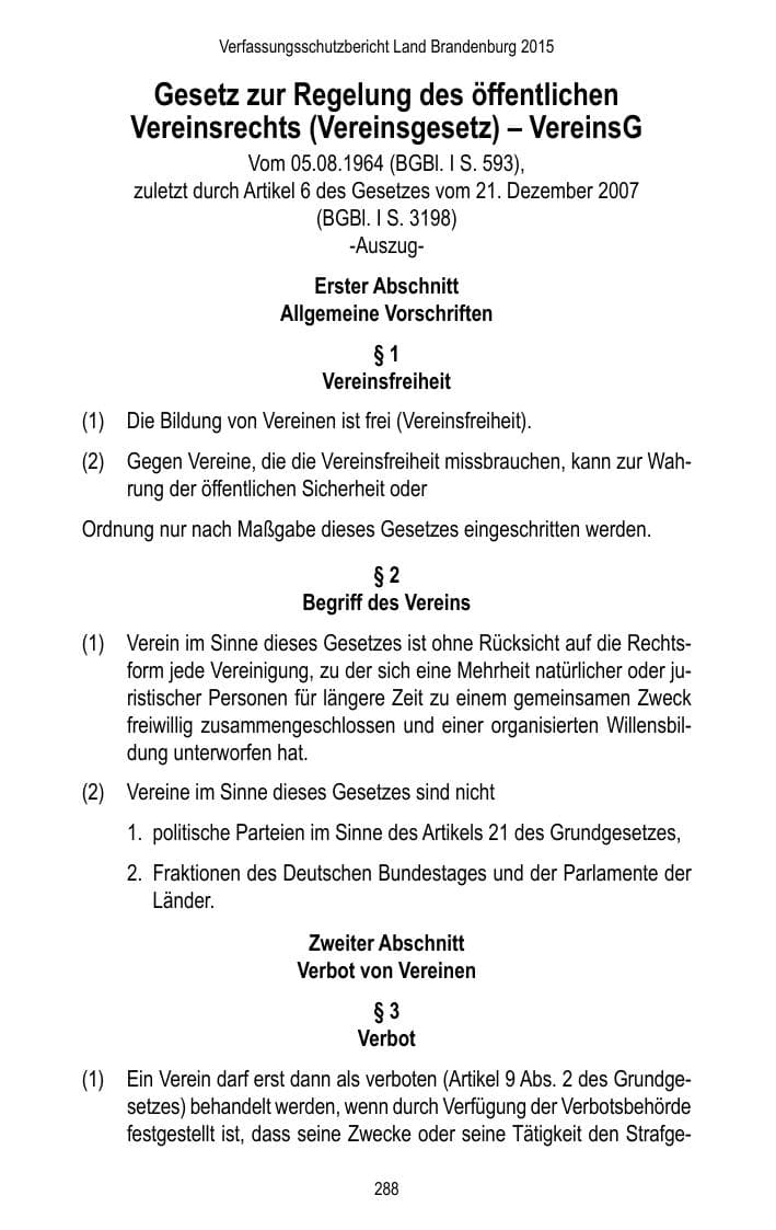 Seite 290 des Verfassungsschutzbericht 2015 Brandenburg
