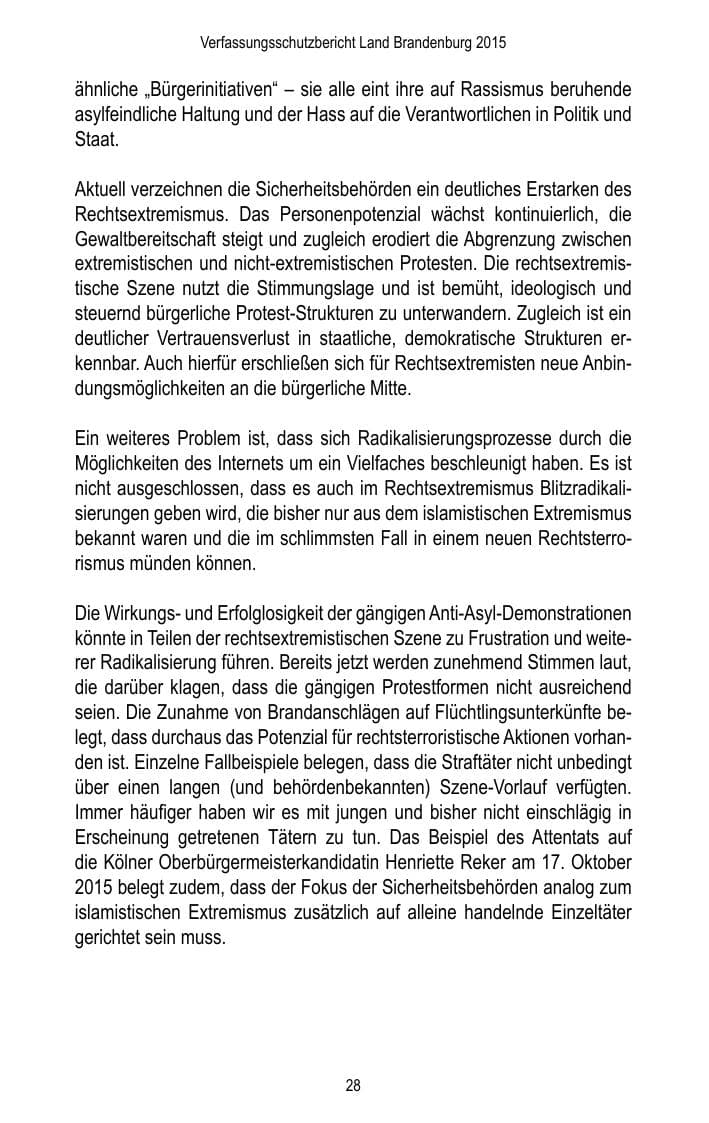 Seite 30 des Verfassungsschutzbericht 2015 Brandenburg