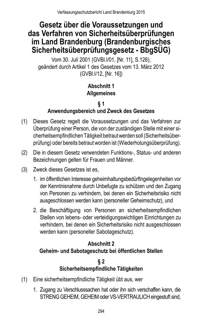 Seite 296 des Verfassungsschutzbericht 2015 Brandenburg