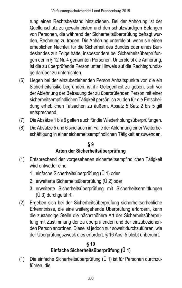 Seite 302 des Verfassungsschutzbericht 2015 Brandenburg