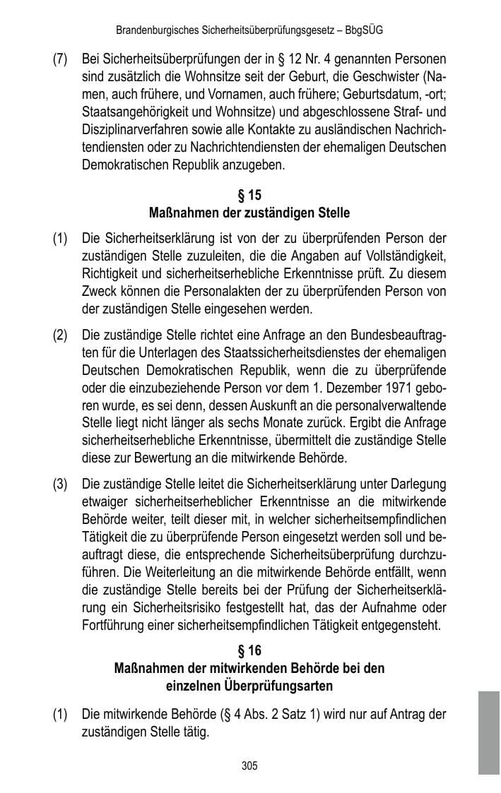 Seite 307 des Verfassungsschutzbericht 2015 Brandenburg
