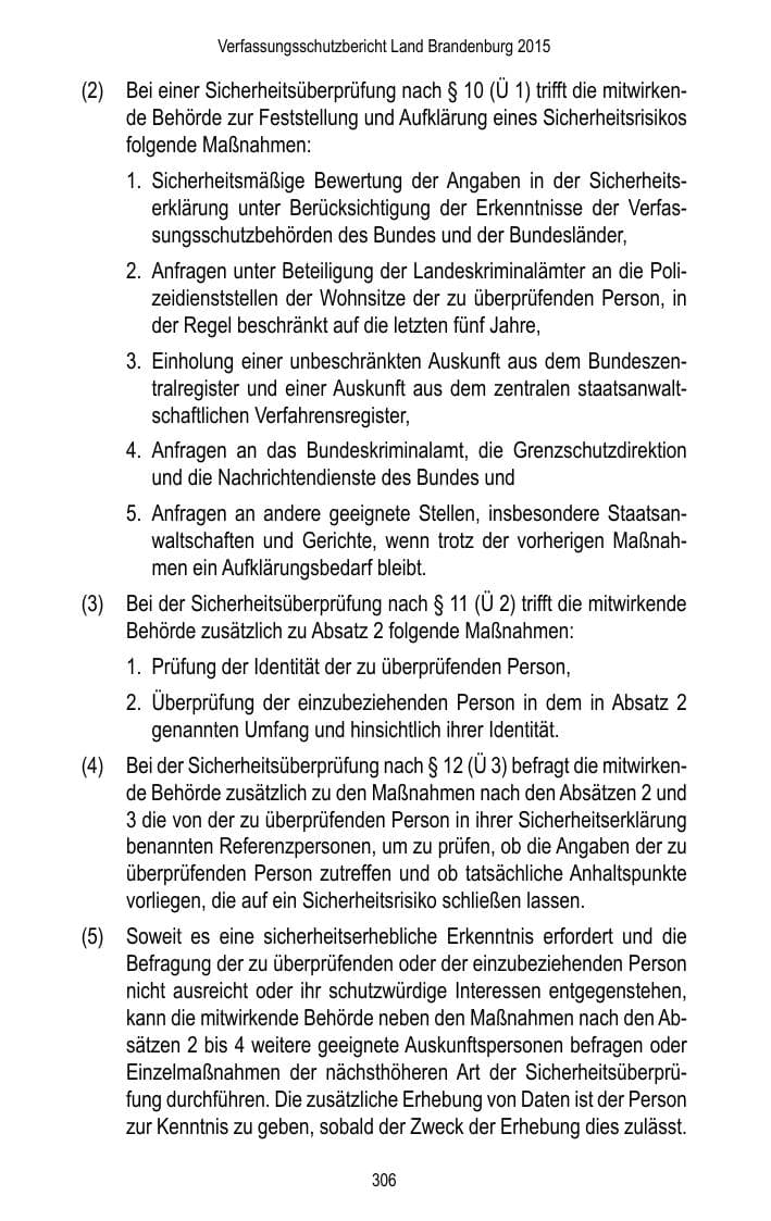 Seite 308 des Verfassungsschutzbericht 2015 Brandenburg