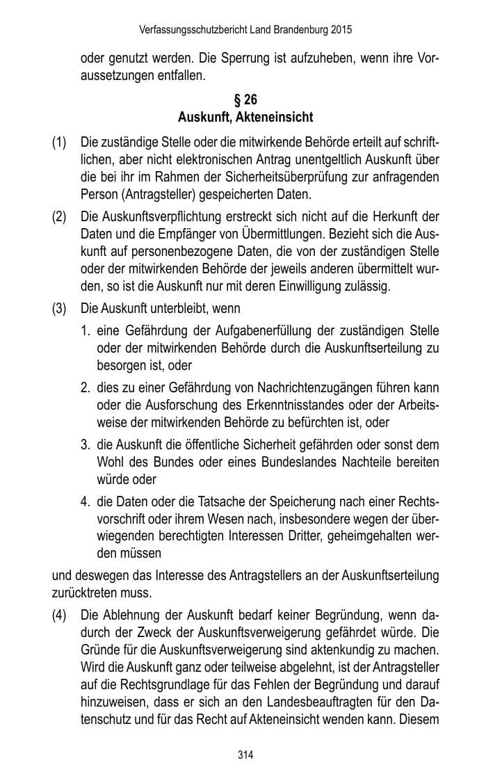 Seite 316 des Verfassungsschutzbericht 2015 Brandenburg