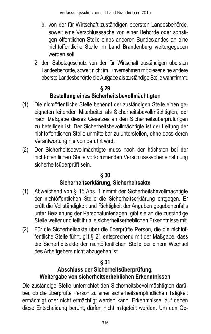 Seite 318 des Verfassungsschutzbericht 2015 Brandenburg