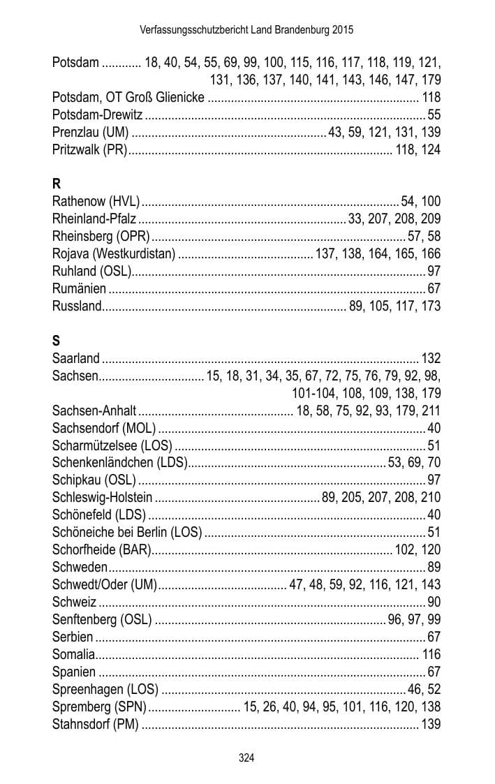 Seite 326 des Verfassungsschutzbericht 2015 Brandenburg