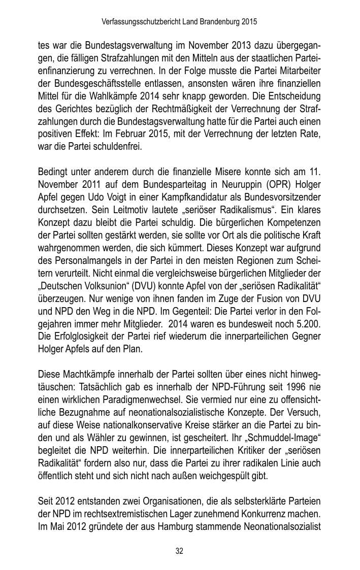 Seite 34 des Verfassungsschutzbericht 2015 Brandenburg