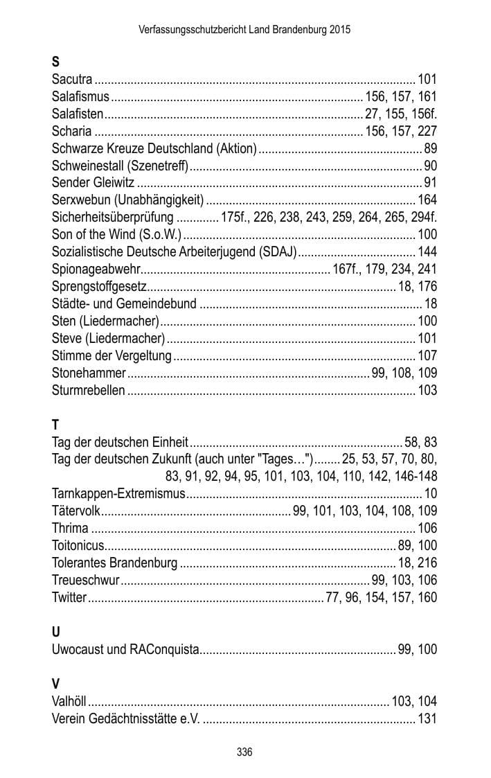 Seite 338 des Verfassungsschutzbericht 2015 Brandenburg