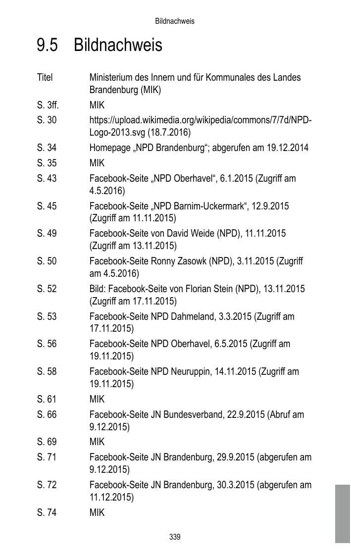 Seite 341 des Verfassungsschutzbericht 2015 Brandenburg