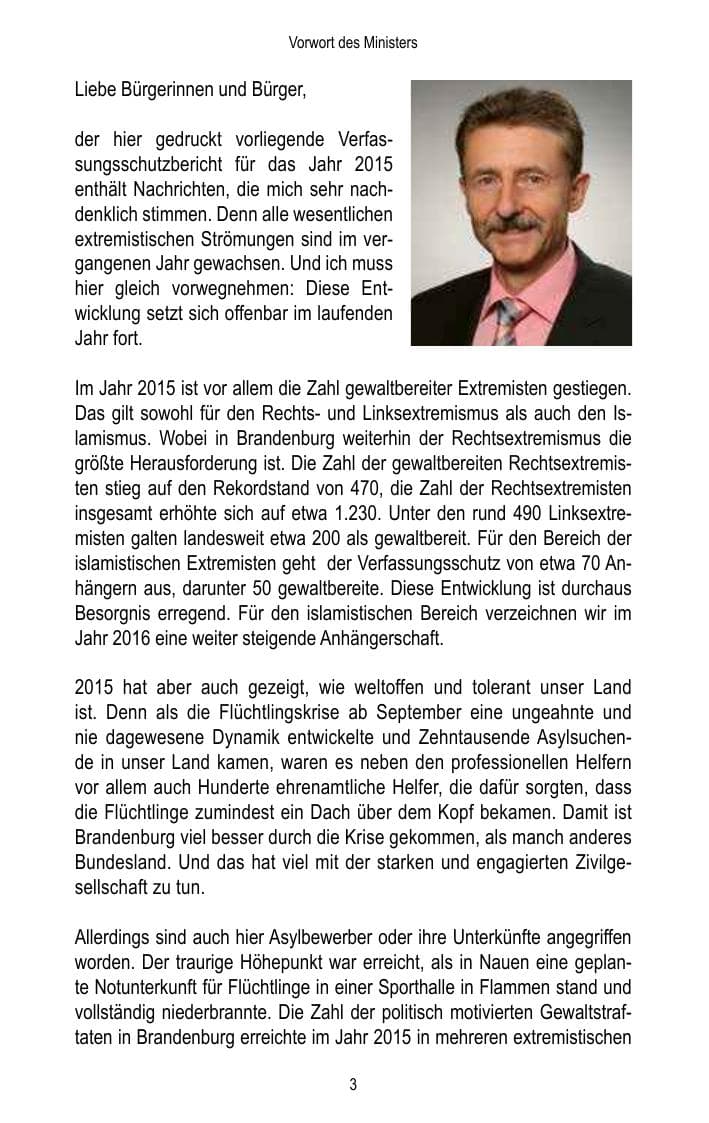 Seite 5 des Verfassungsschutzbericht 2015 Brandenburg