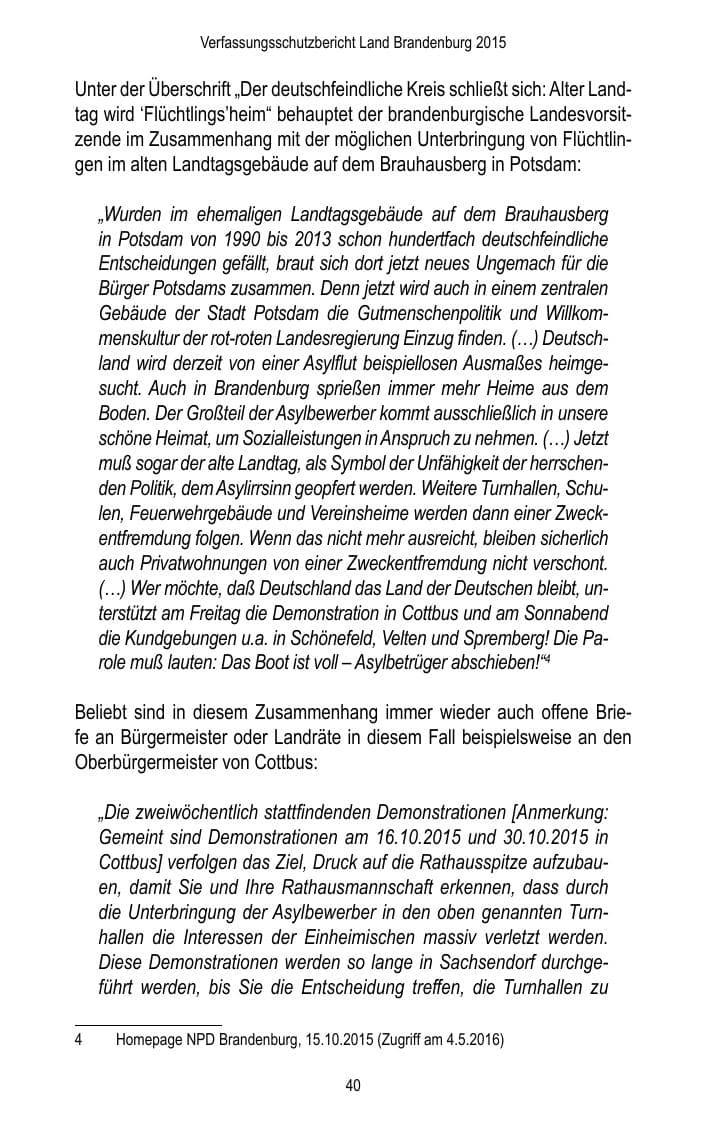 Seite 42 des Verfassungsschutzbericht 2015 Brandenburg