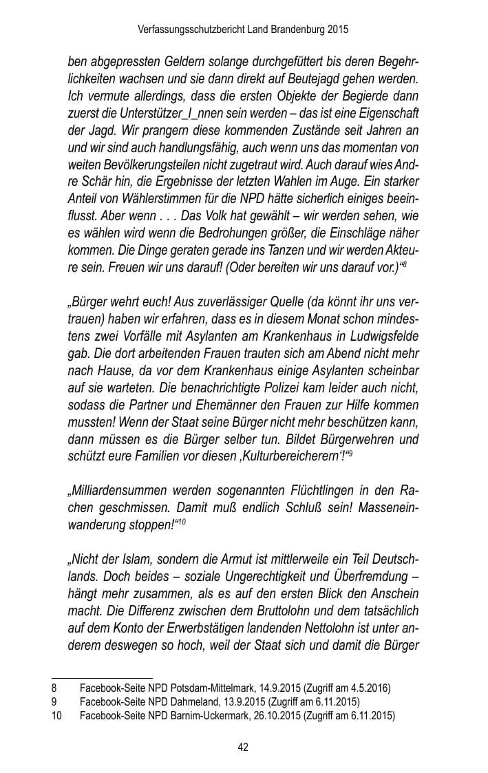 Seite 44 des Verfassungsschutzbericht 2015 Brandenburg