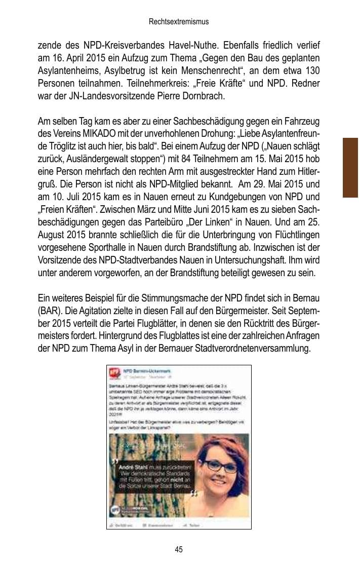 Seite 47 des Verfassungsschutzbericht 2015 Brandenburg