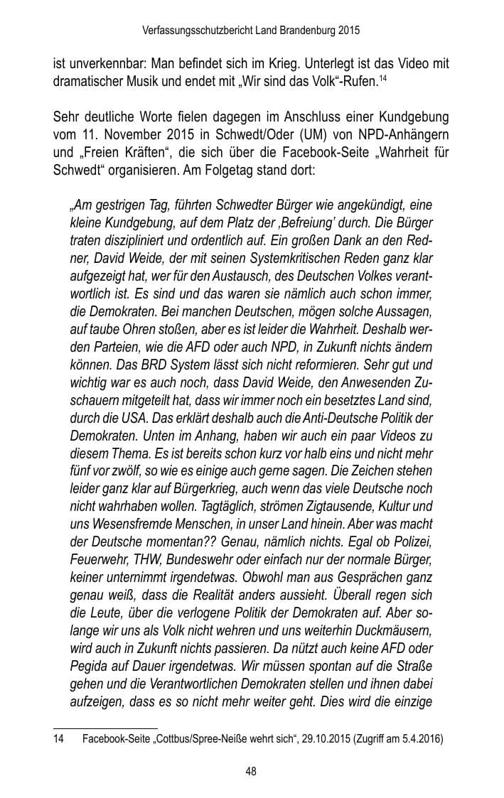 Seite 50 des Verfassungsschutzbericht 2015 Brandenburg