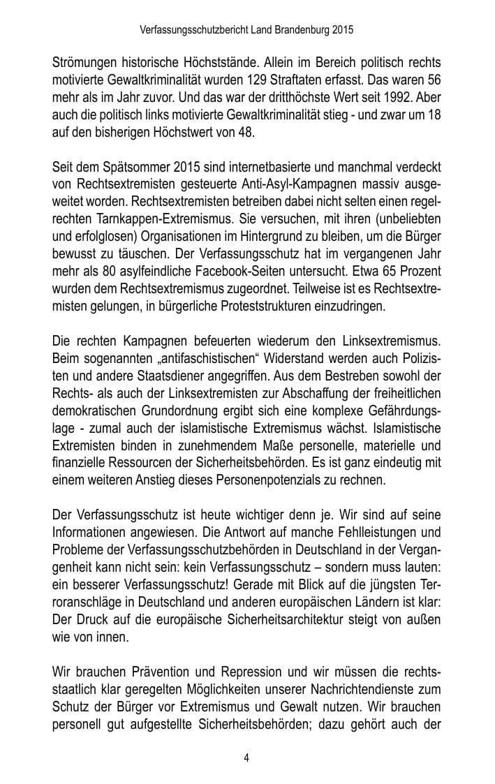 Seite 6 des Verfassungsschutzbericht 2015 Brandenburg
