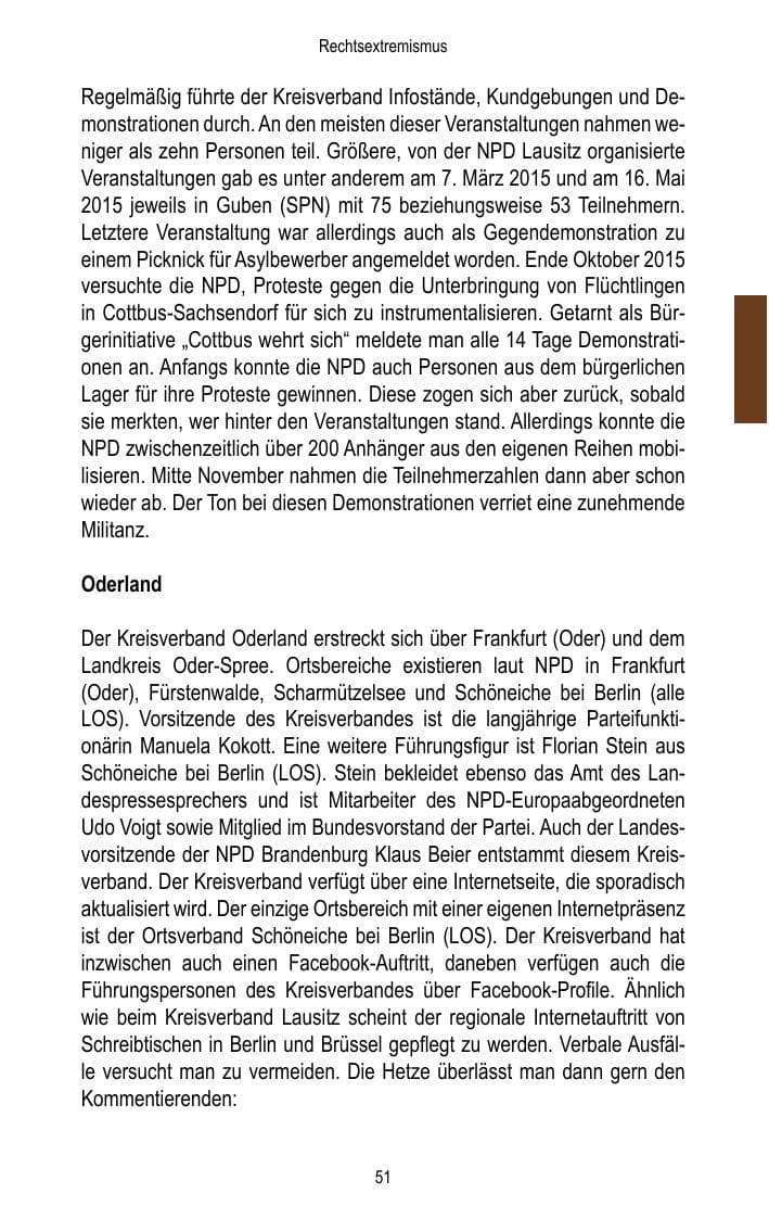 Seite 53 des Verfassungsschutzbericht 2015 Brandenburg