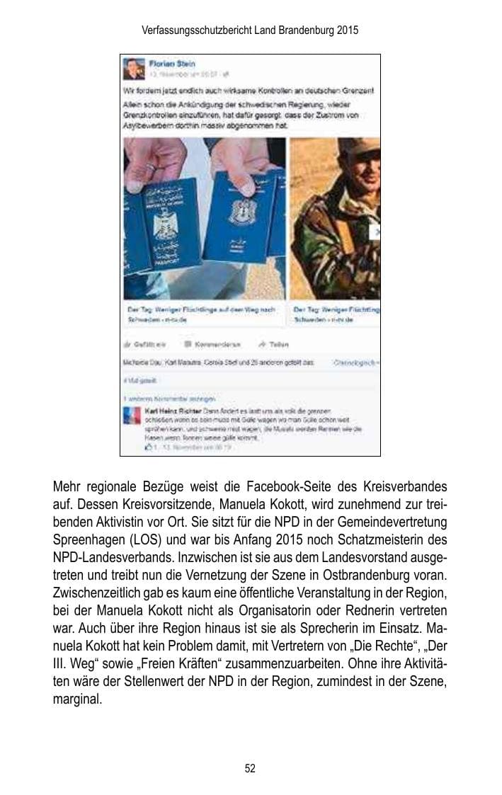 Seite 54 des Verfassungsschutzbericht 2015 Brandenburg