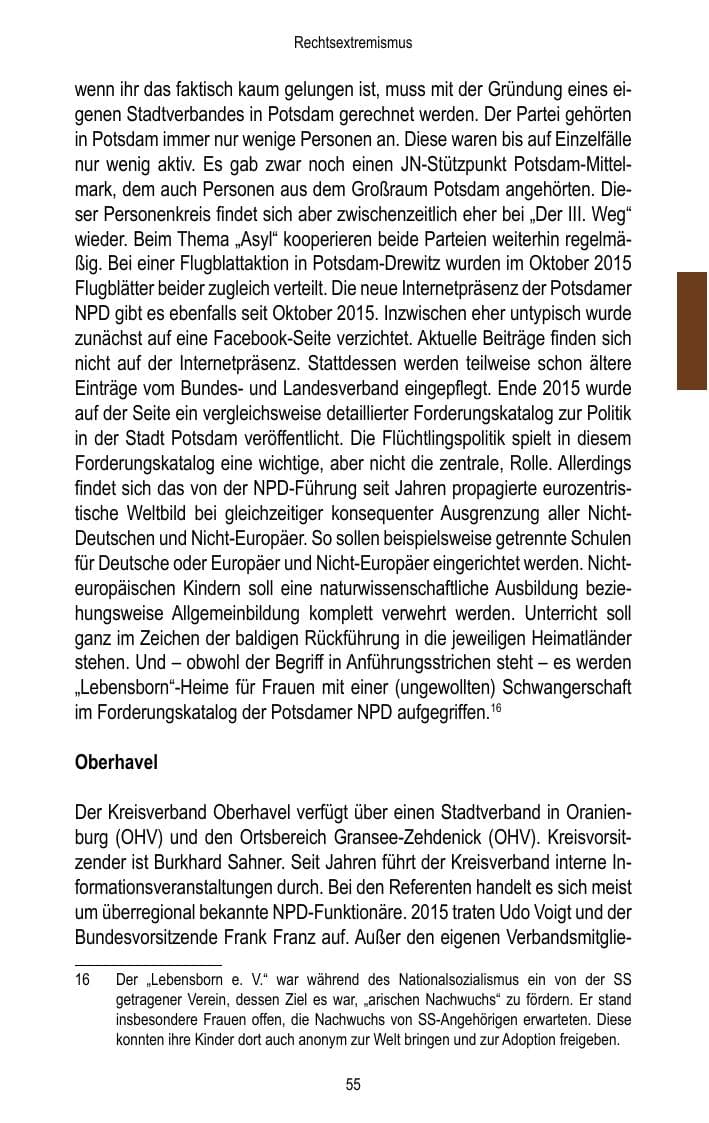 Seite 57 des Verfassungsschutzbericht 2015 Brandenburg