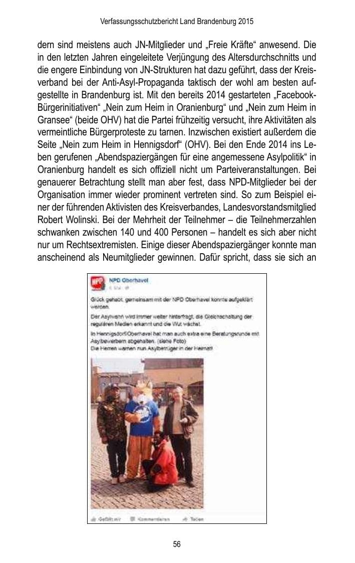 Seite 58 des Verfassungsschutzbericht 2015 Brandenburg
