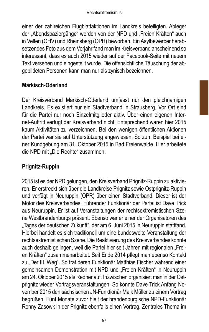 Seite 59 des Verfassungsschutzbericht 2015 Brandenburg
