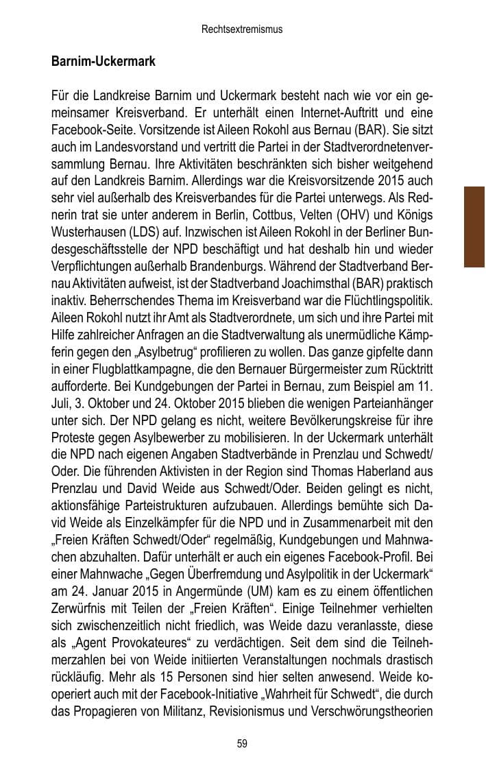 Seite 61 des Verfassungsschutzbericht 2015 Brandenburg