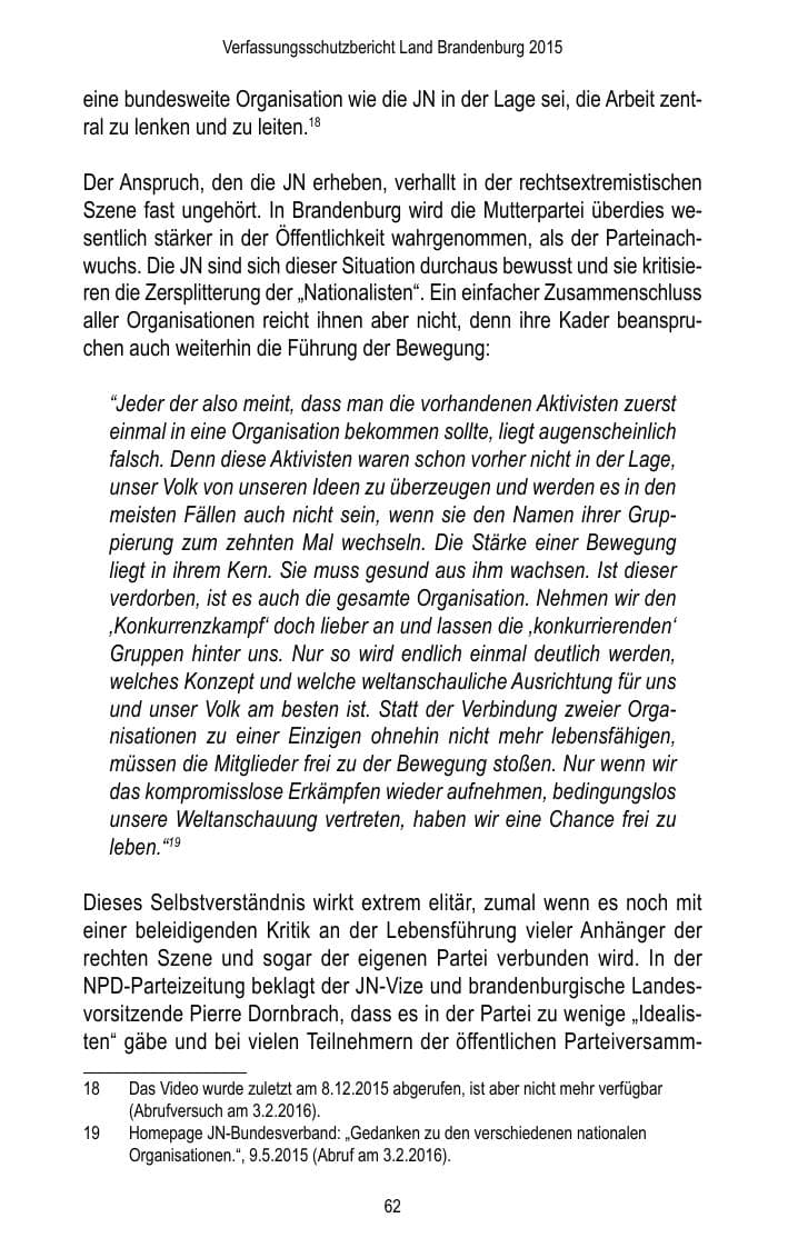 Seite 64 des Verfassungsschutzbericht 2015 Brandenburg
