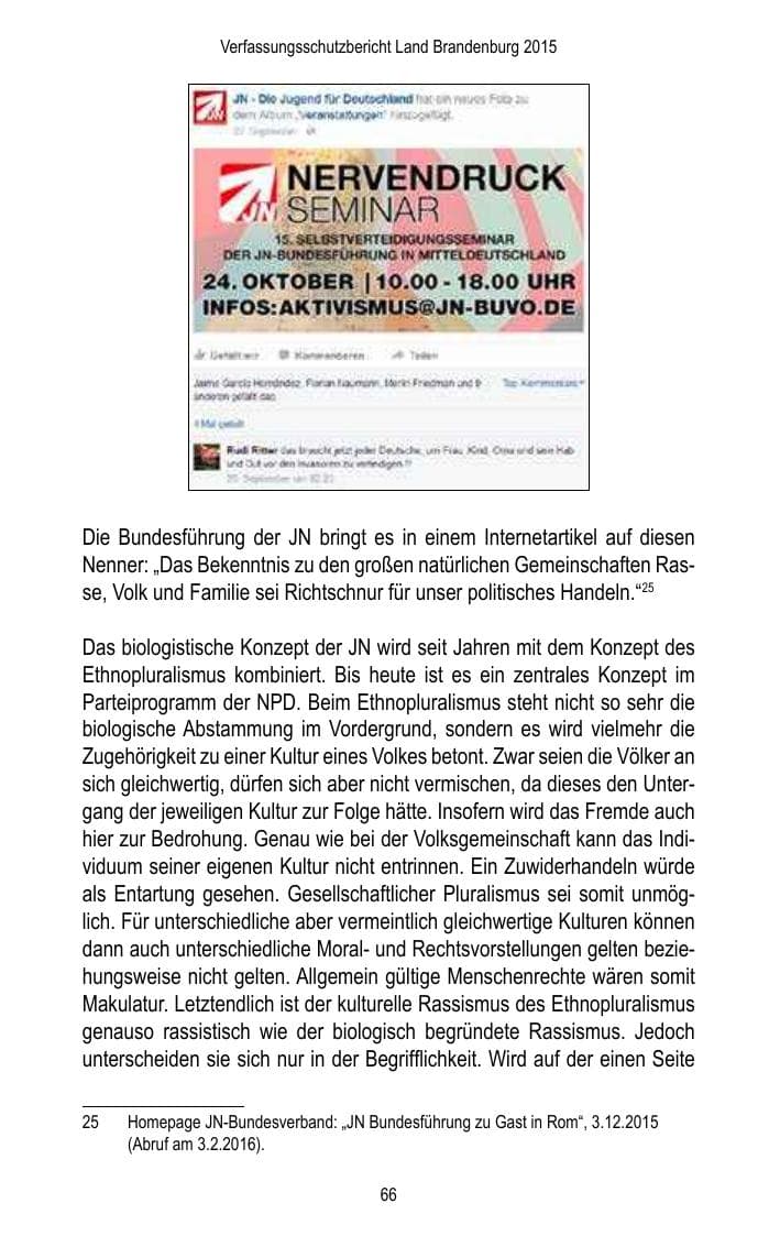 Seite 68 des Verfassungsschutzbericht 2015 Brandenburg