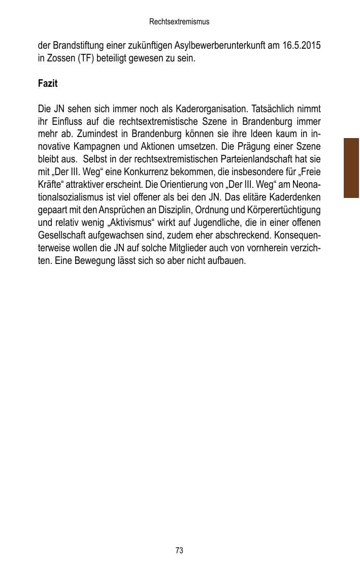 Seite 75 des Verfassungsschutzbericht 2015 Brandenburg