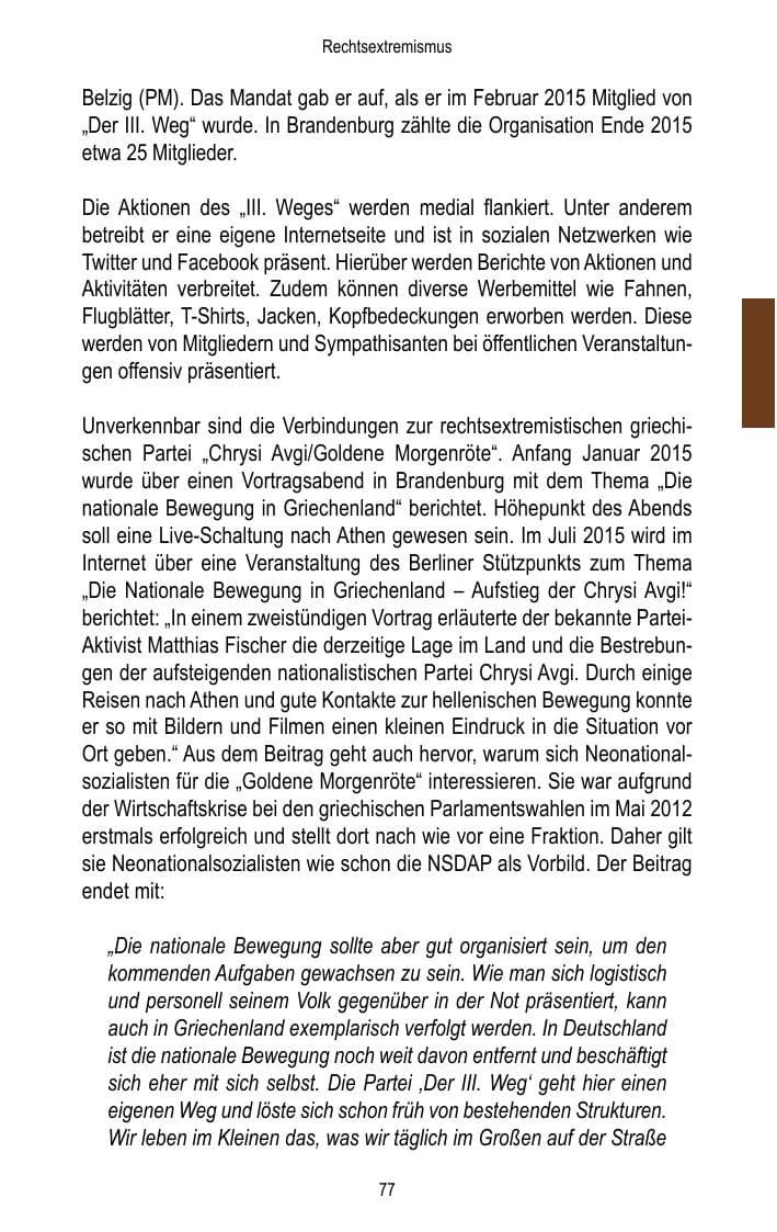 Seite 79 des Verfassungsschutzbericht 2015 Brandenburg