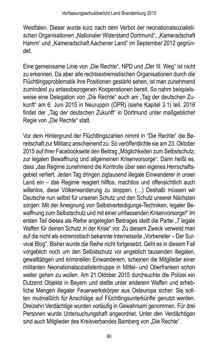 Seite 82 des Verfassungsschutzbericht 2015 Brandenburg