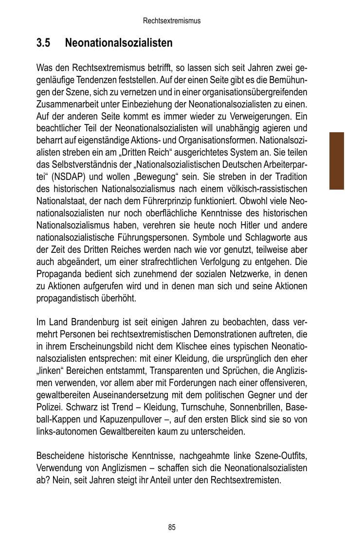 Seite 87 des Verfassungsschutzbericht 2015 Brandenburg