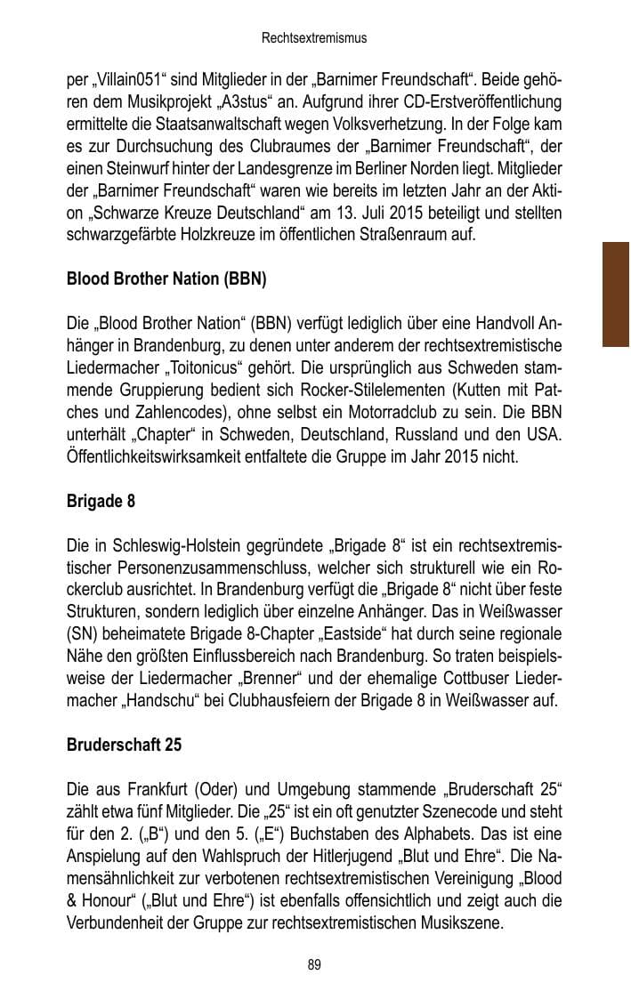 Seite 91 des Verfassungsschutzbericht 2015 Brandenburg