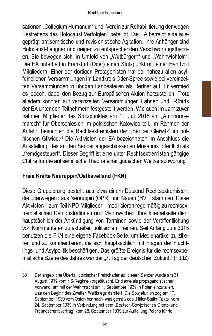 Seite 93 des Verfassungsschutzbericht 2015 Brandenburg