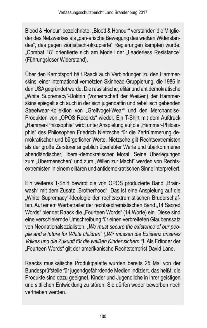 Seite 102 des Verfassungsschutzbericht 2017 Brandenburg
