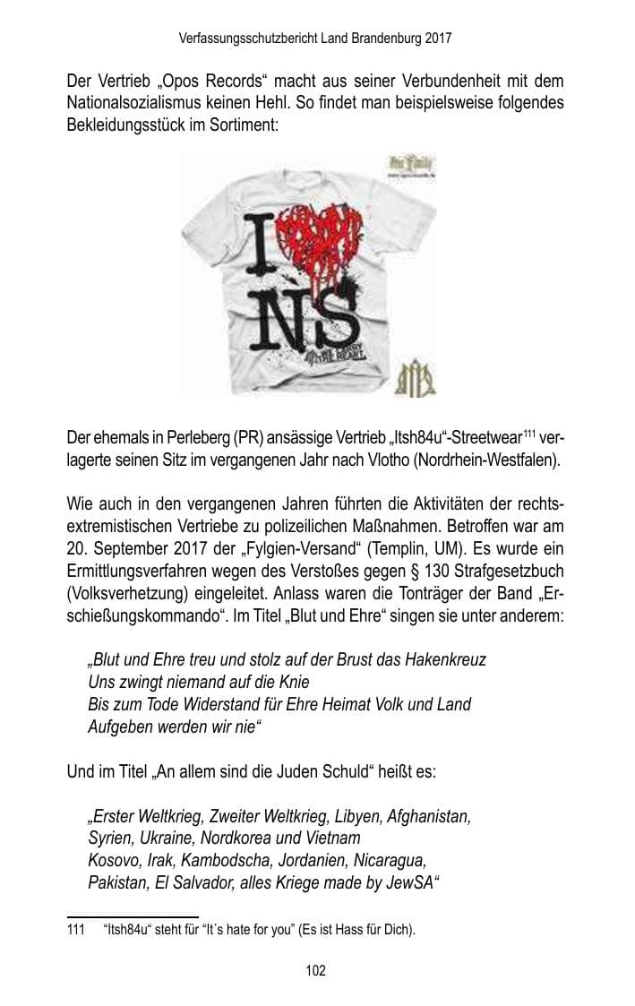 Seite 104 des Verfassungsschutzbericht 2017 Brandenburg