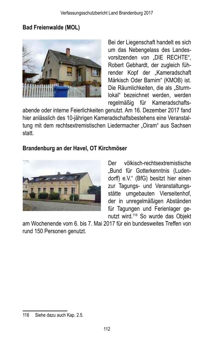 Seite 114 des Verfassungsschutzbericht 2017 Brandenburg