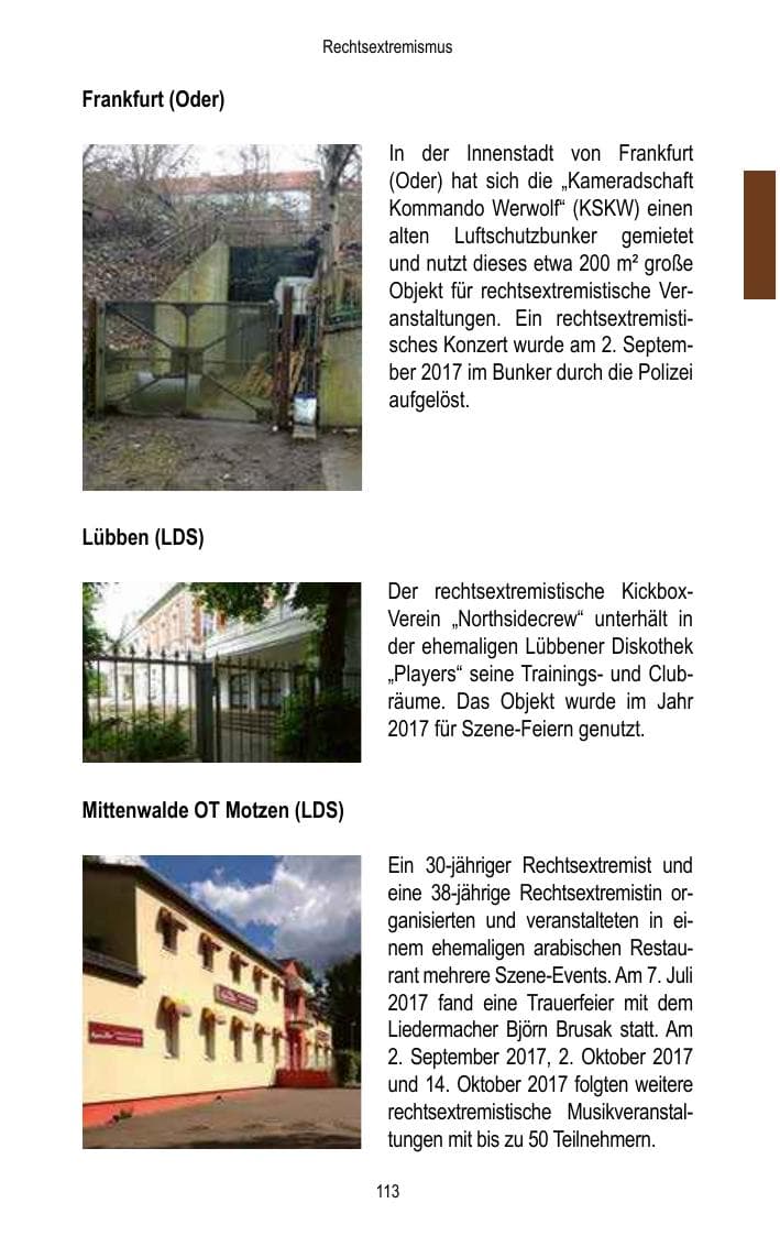 Seite 115 des Verfassungsschutzbericht 2017 Brandenburg