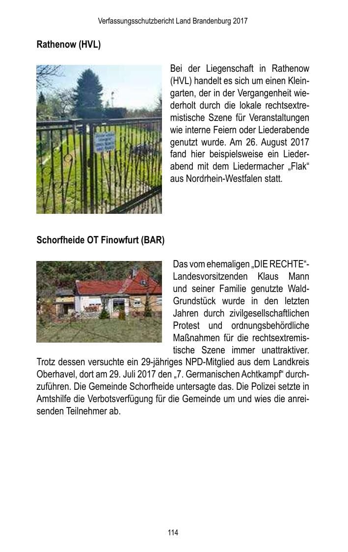 Seite 116 des Verfassungsschutzbericht 2017 Brandenburg