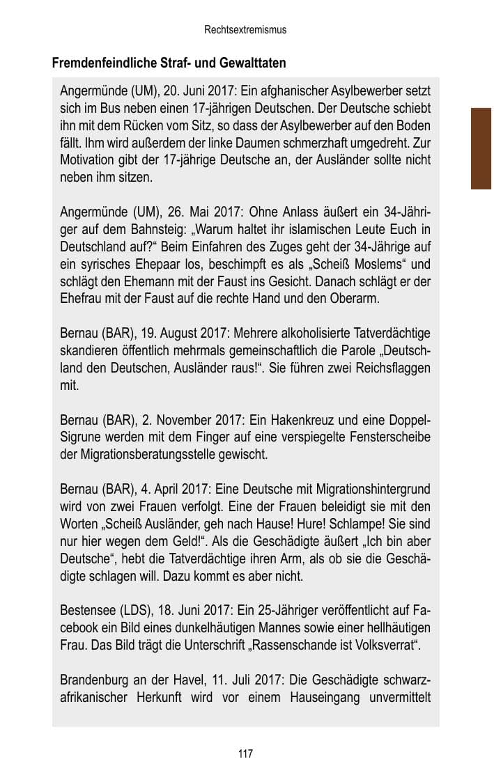 Seite 119 des Verfassungsschutzbericht 2017 Brandenburg