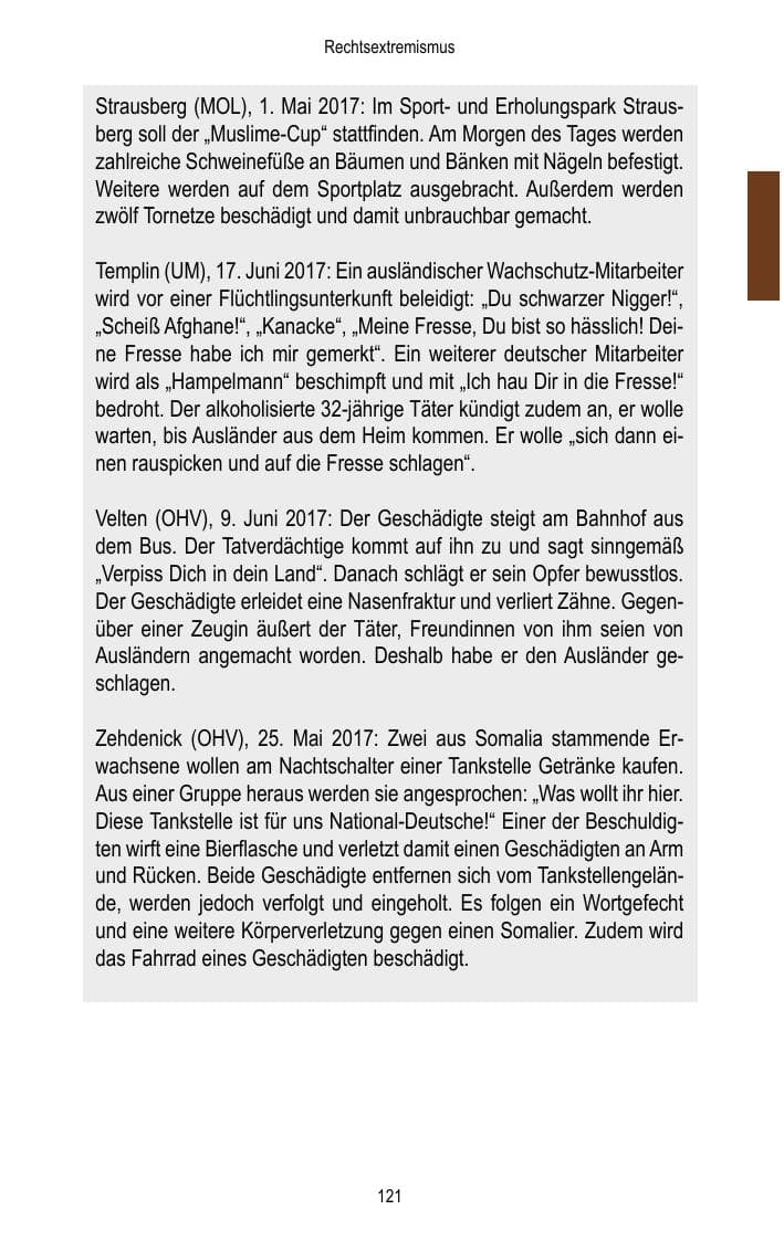 Seite 123 des Verfassungsschutzbericht 2017 Brandenburg