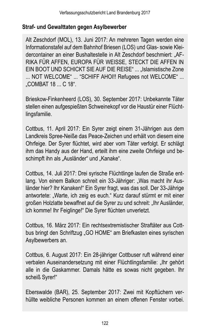 Seite 124 des Verfassungsschutzbericht 2017 Brandenburg