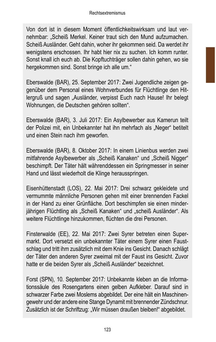Seite 125 des Verfassungsschutzbericht 2017 Brandenburg