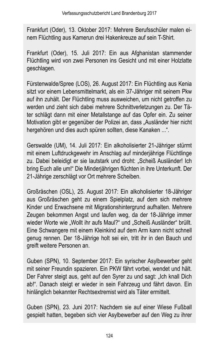 Seite 126 des Verfassungsschutzbericht 2017 Brandenburg